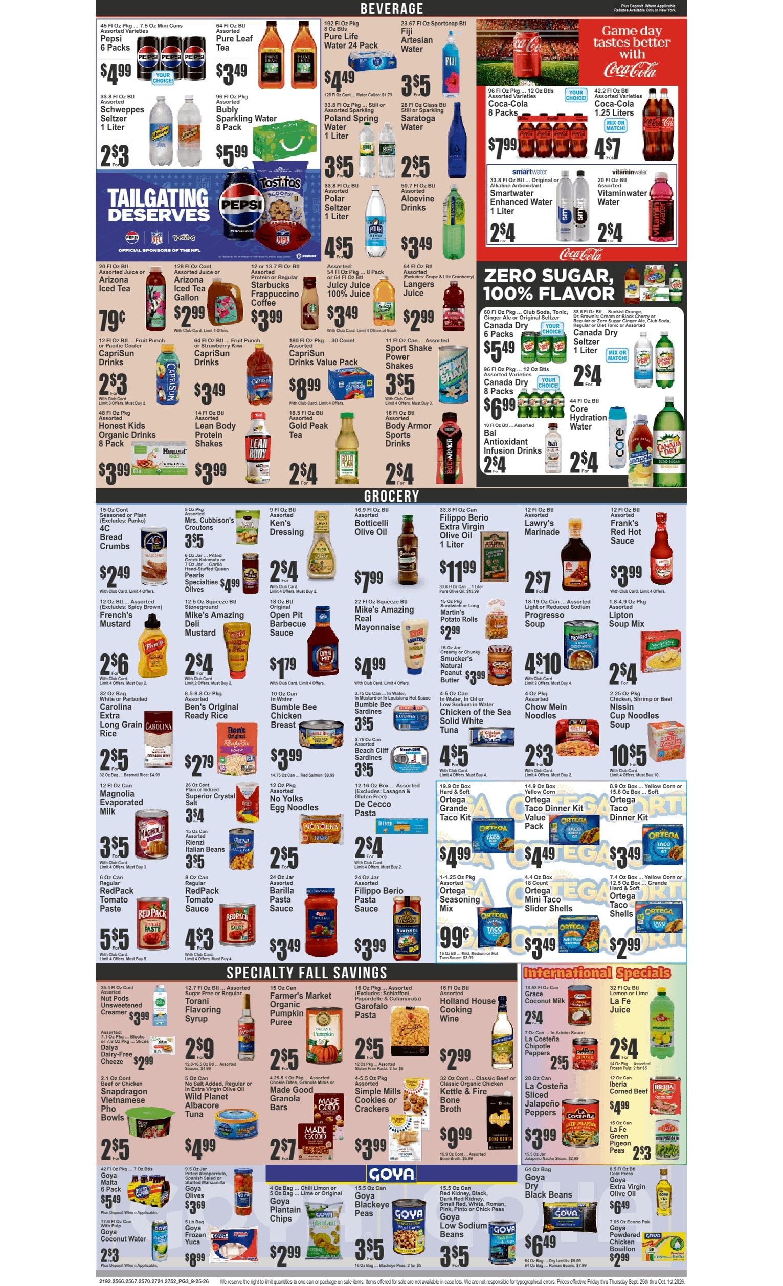Food Universe (82 W. Kingsbridge Rd., Bronx, NY) Weekly Ad September 25 - October 1, 2026