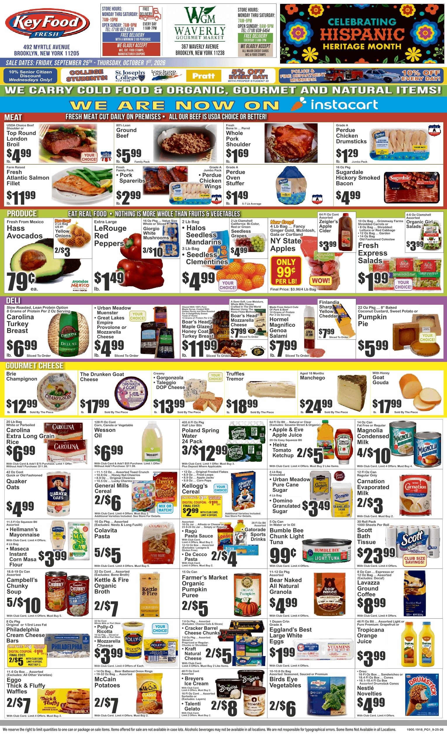Waverly Gourmet Market (367 Waverly Ave., Brooklyn, NY) Key Food Weekly Ad September 25 - October 1, 2026