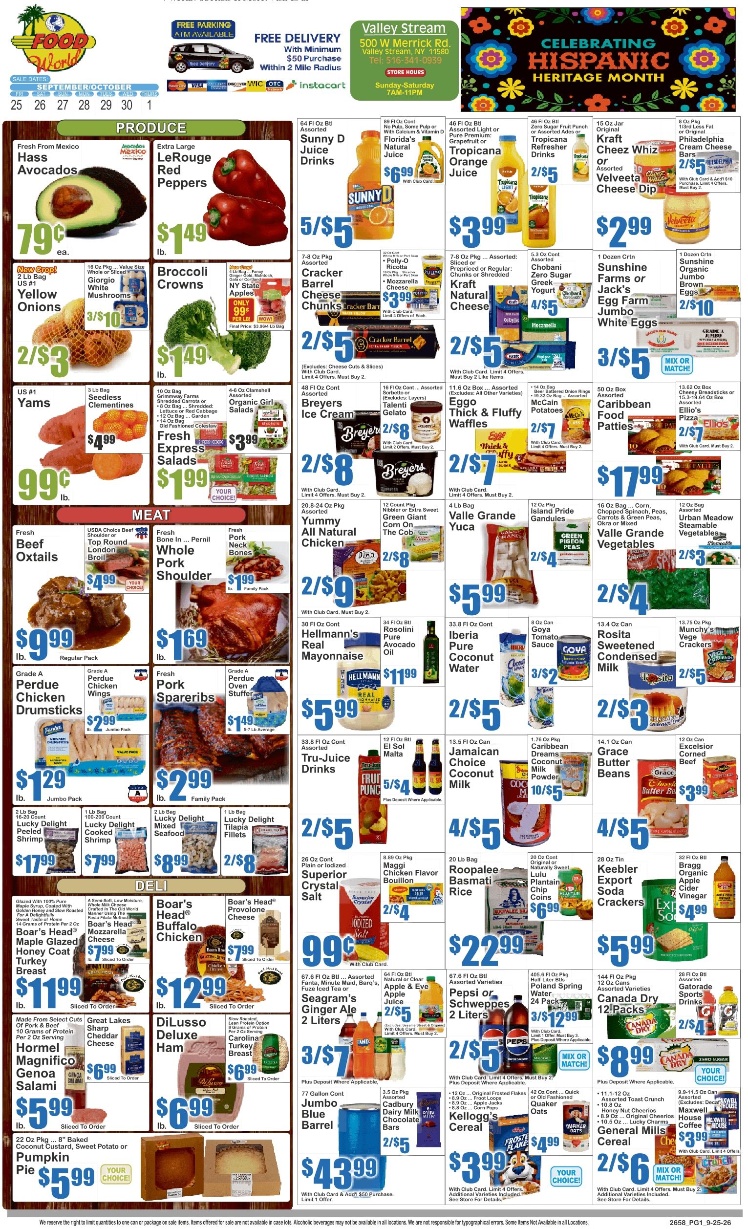 Food World Supermarket (Valley Stream, NY) Key Food Weekly Ad September 25 - October 1, 2026