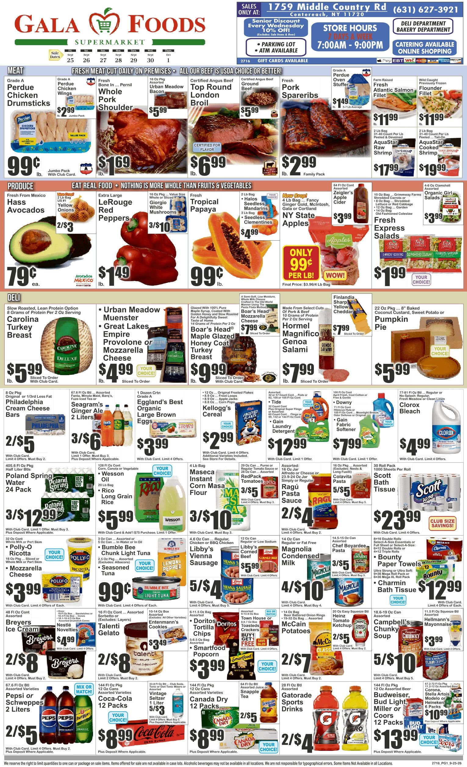 Gala Foods (1759 Middle Country Road, Unit 1, Centereach, NY) Key Food Weekly Ad September 25 - October 1, 2026