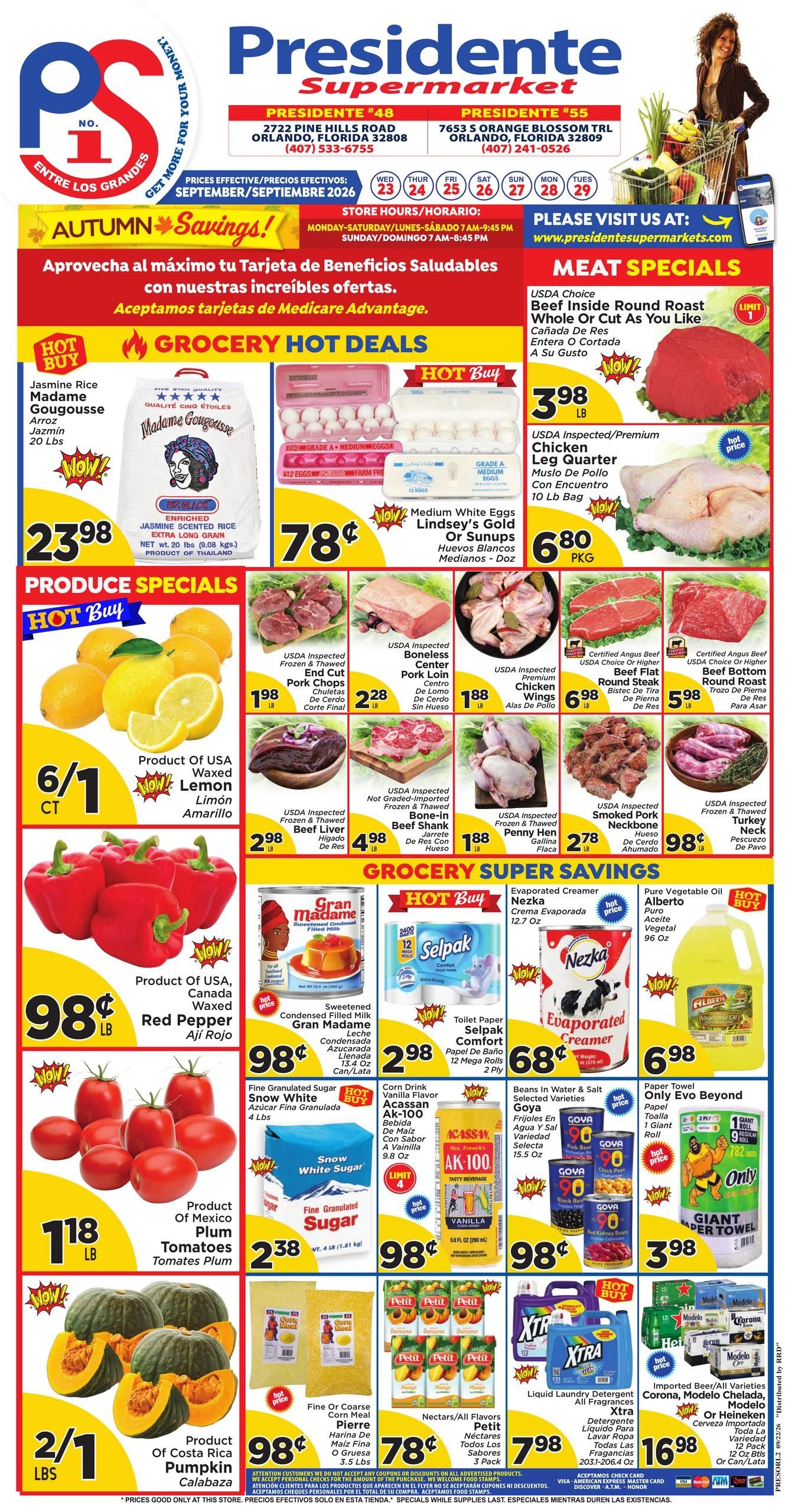 Presidente Supermarkets (Orlando Area, FL) Weekly Ad September 23 - 29, 2026