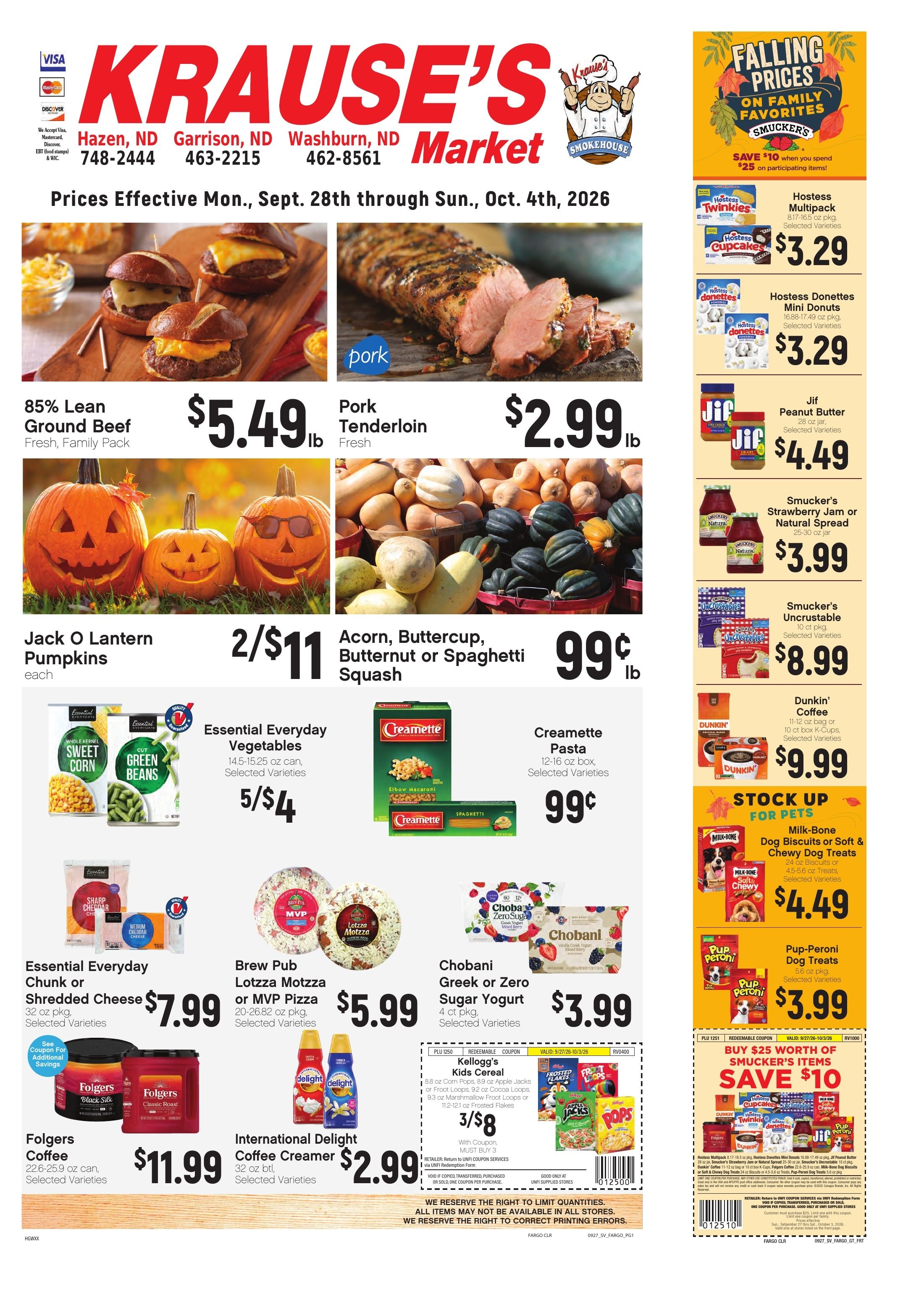 Krause's SuperValu Weekly Ad September 28 - October 4, 2026