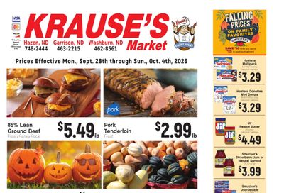 Krause's SuperValu Weekly Ad September 28 - October 4, 2026