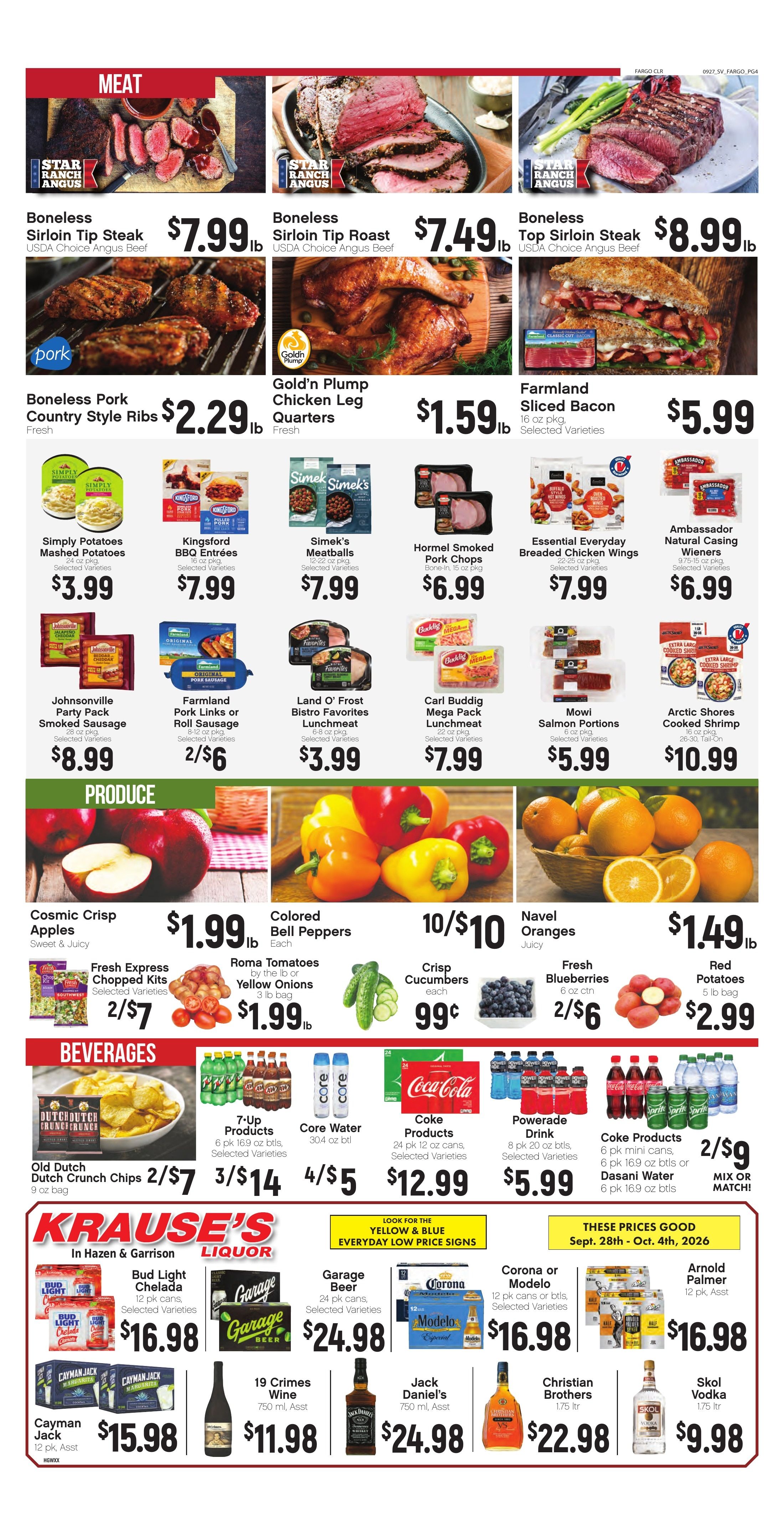Krause's SuperValu Weekly Ad September 28 - October 4, 2026