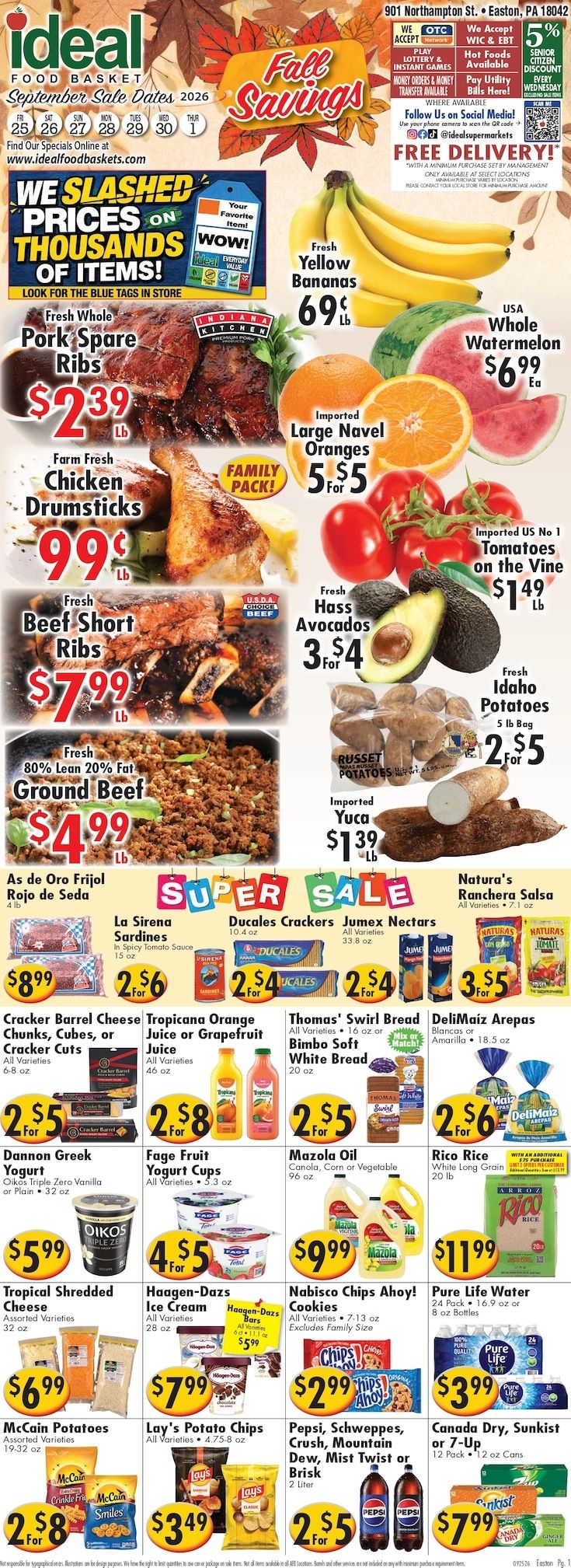 Ideal Food Basket (Easton, PA) Weekly Ad September 25 - October 1, 2026