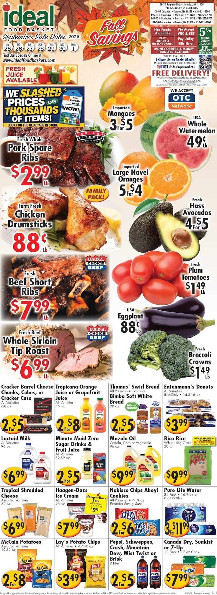 Ideal Food Basket (Corona and Jamaica, NY) Weekly Ad September 25 - October 1, 2026