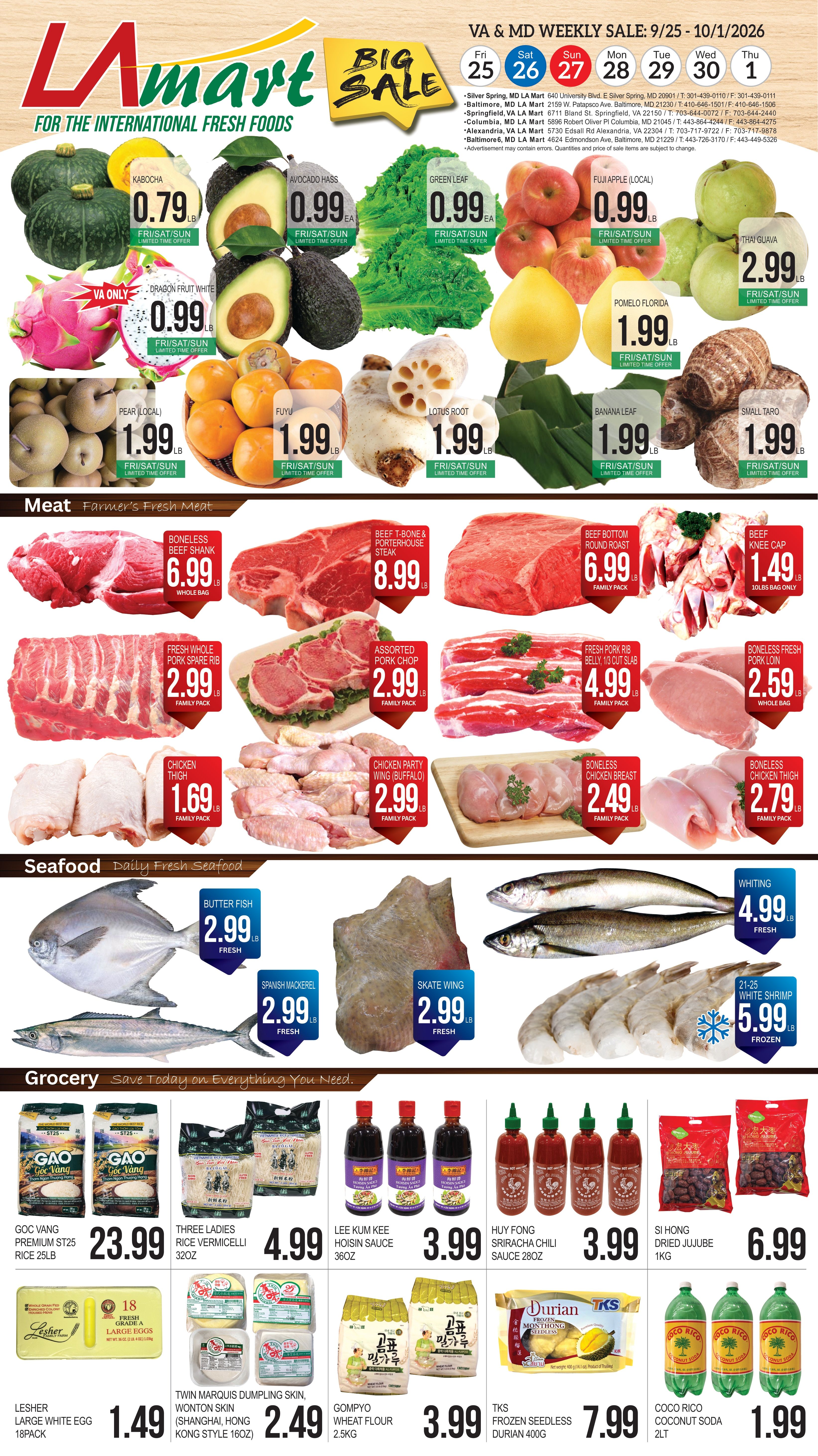 LA Mart English Weekly Ad September 25 - October 1, 2026