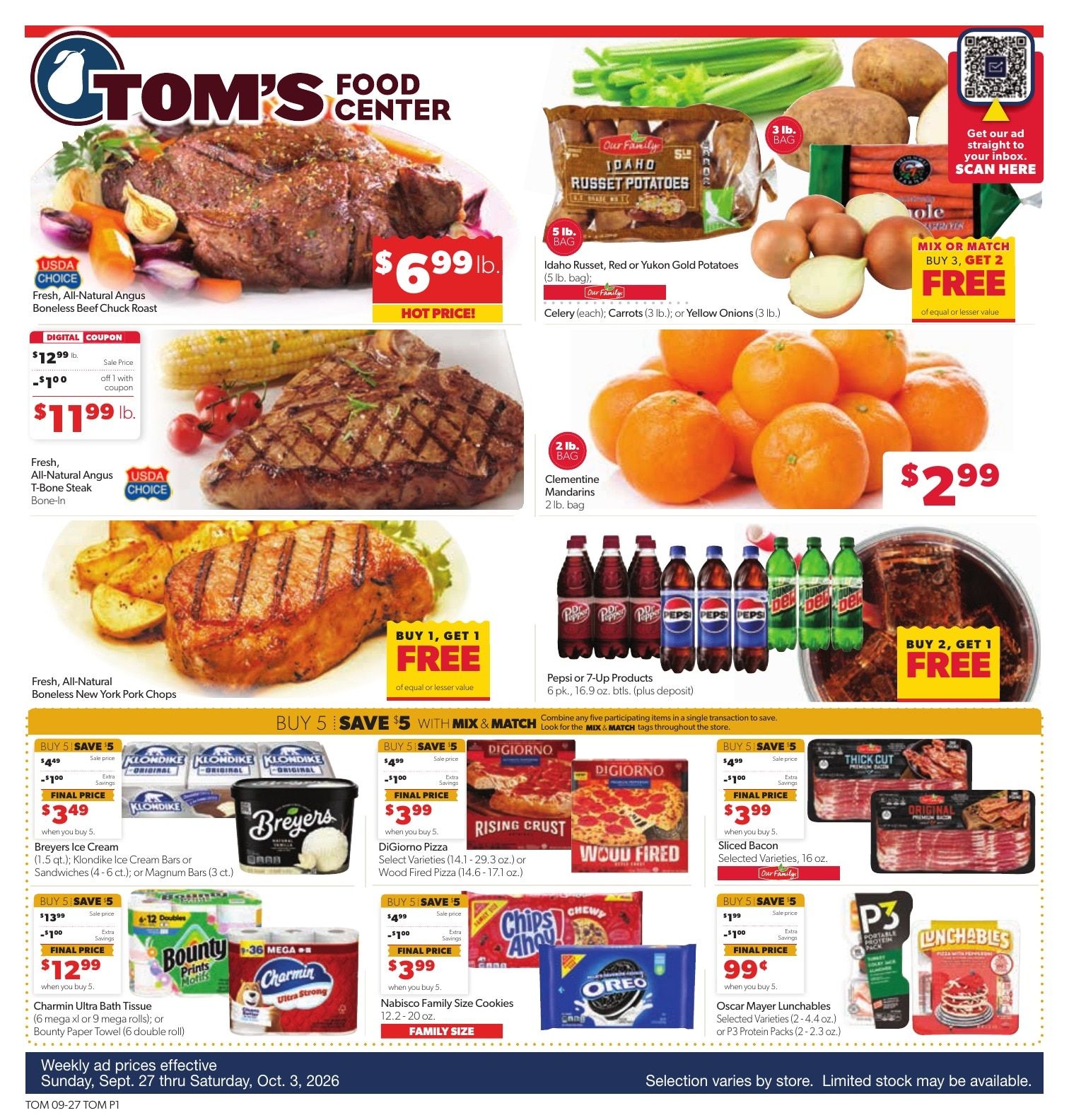 Tom's Food Center (Portland, MI) Weekly Ad September 27 - October 3, 2026