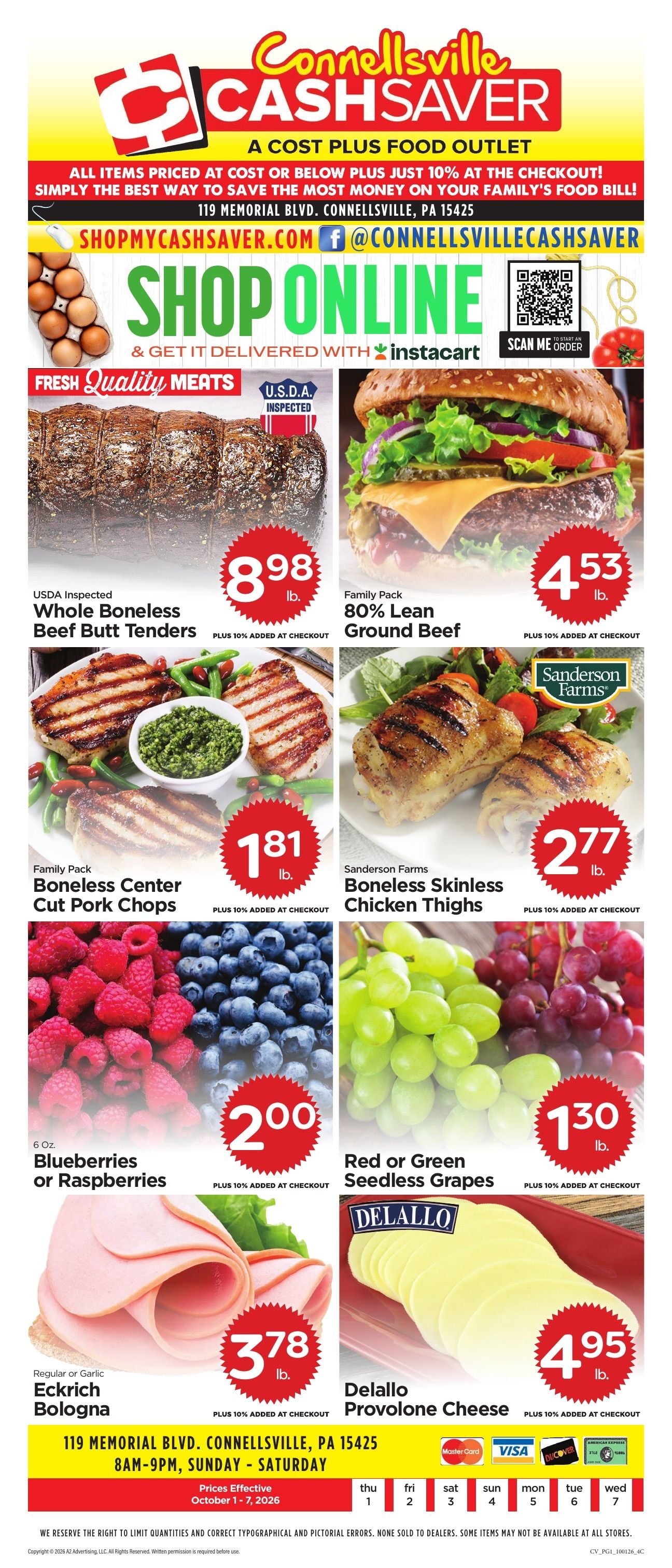 Cash Saver Connellsville Weekly Ad October 1 - 7, 2026