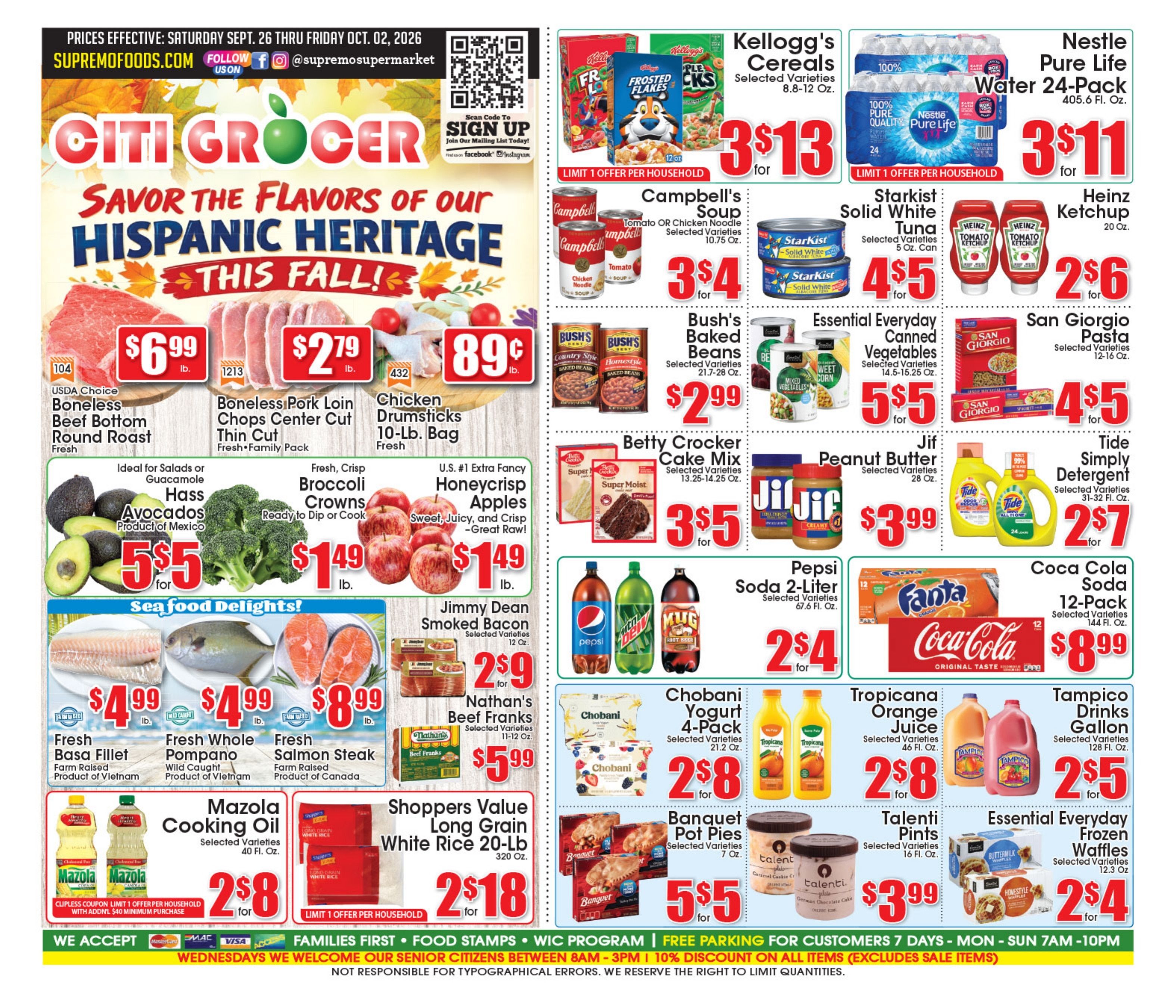 Supremo Food Markets (Elizabeth, NJ) Weekly Ad September 26 - October 2, 2026