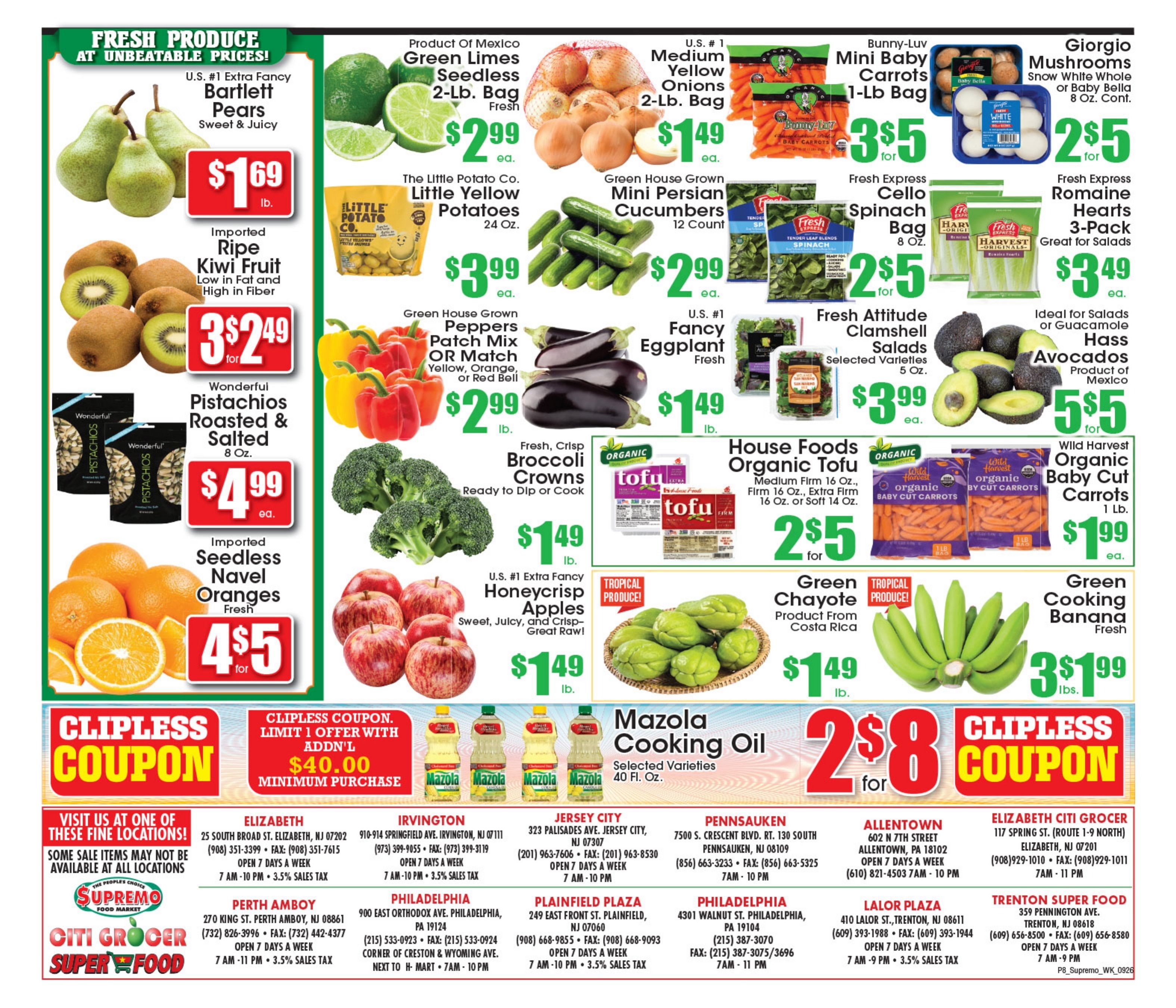 Supremo Food Markets (Elizabeth, NJ) Weekly Ad September 26 - October 2, 2026