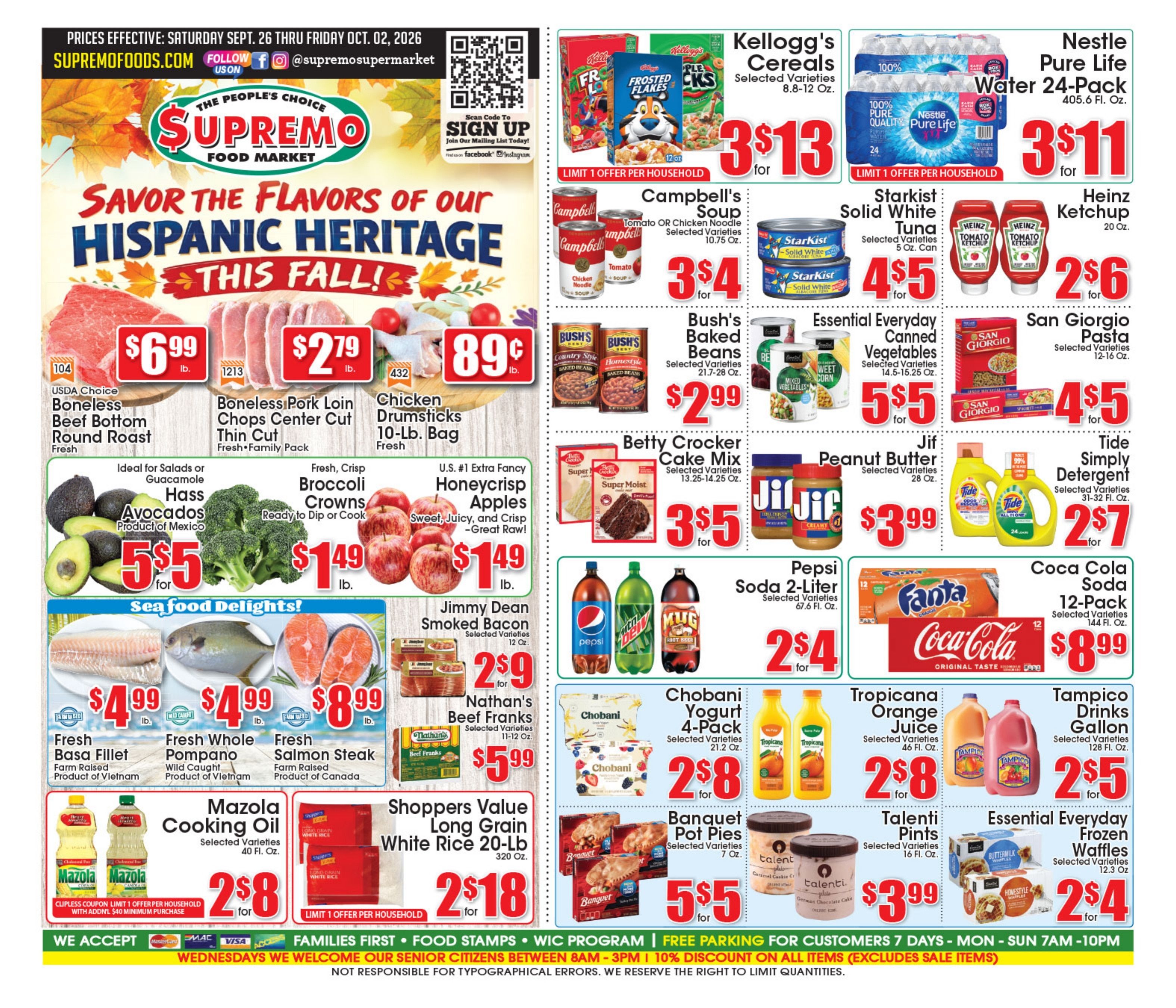 Supremo Food Markets Weekly Ad September 26 - October 2, 2026