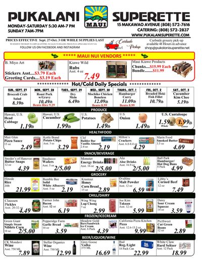 Pukalani Superette Weekly Ad September 27 - October 3, 2026