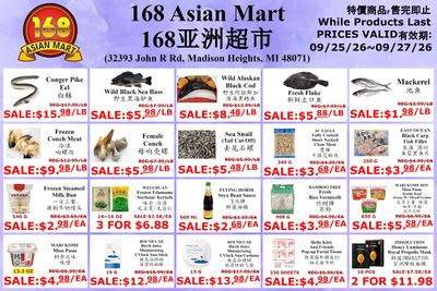 168 Asian Mart Weekly Ad September 25 - 27, 2026