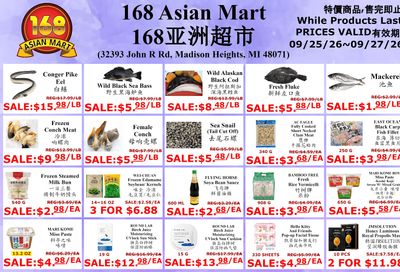 168 Asian Mart Weekly Ad September 25 - 27, 2026