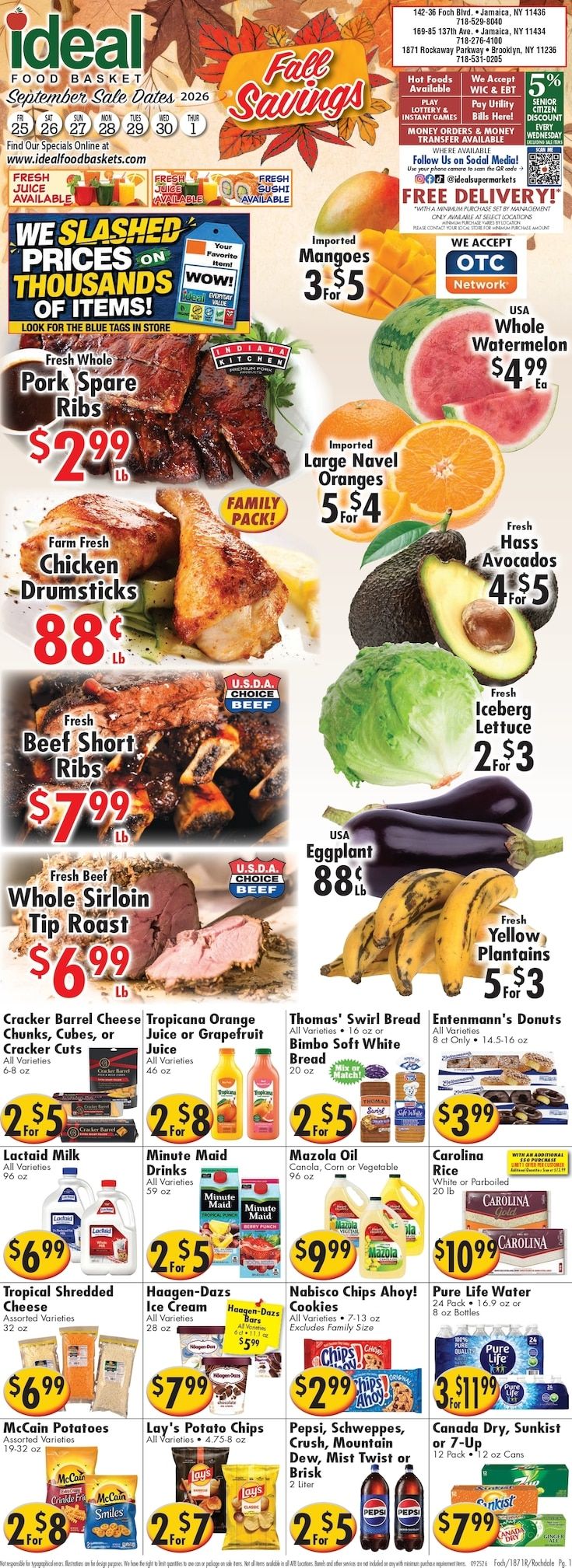 Ideal Food Basket (Brooklyn and Jamaica, NY) Weekly Ad September 25 - October 1, 2026