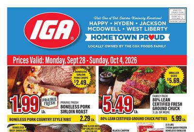 Cox Foods IGA Weekly Ad September 28 - October 4, 2026