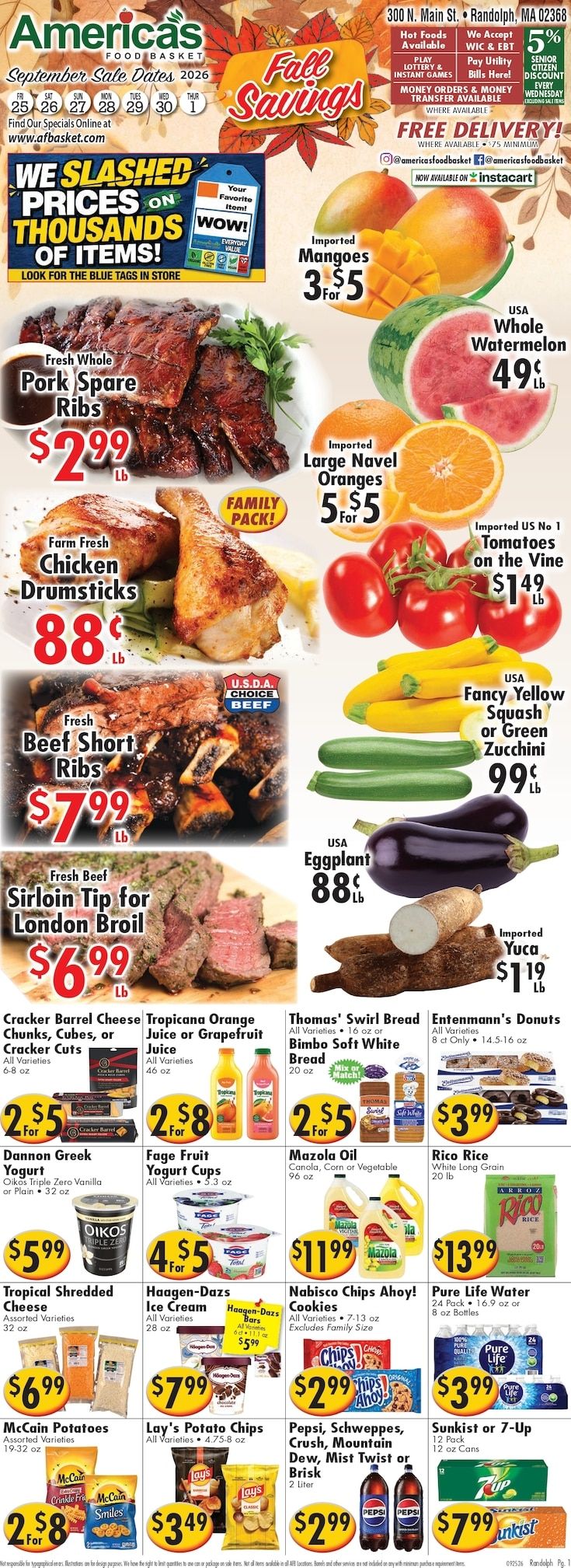 America's Food Basket (Randolph, MA) Weekly Ad September 25 - October 1, 2026