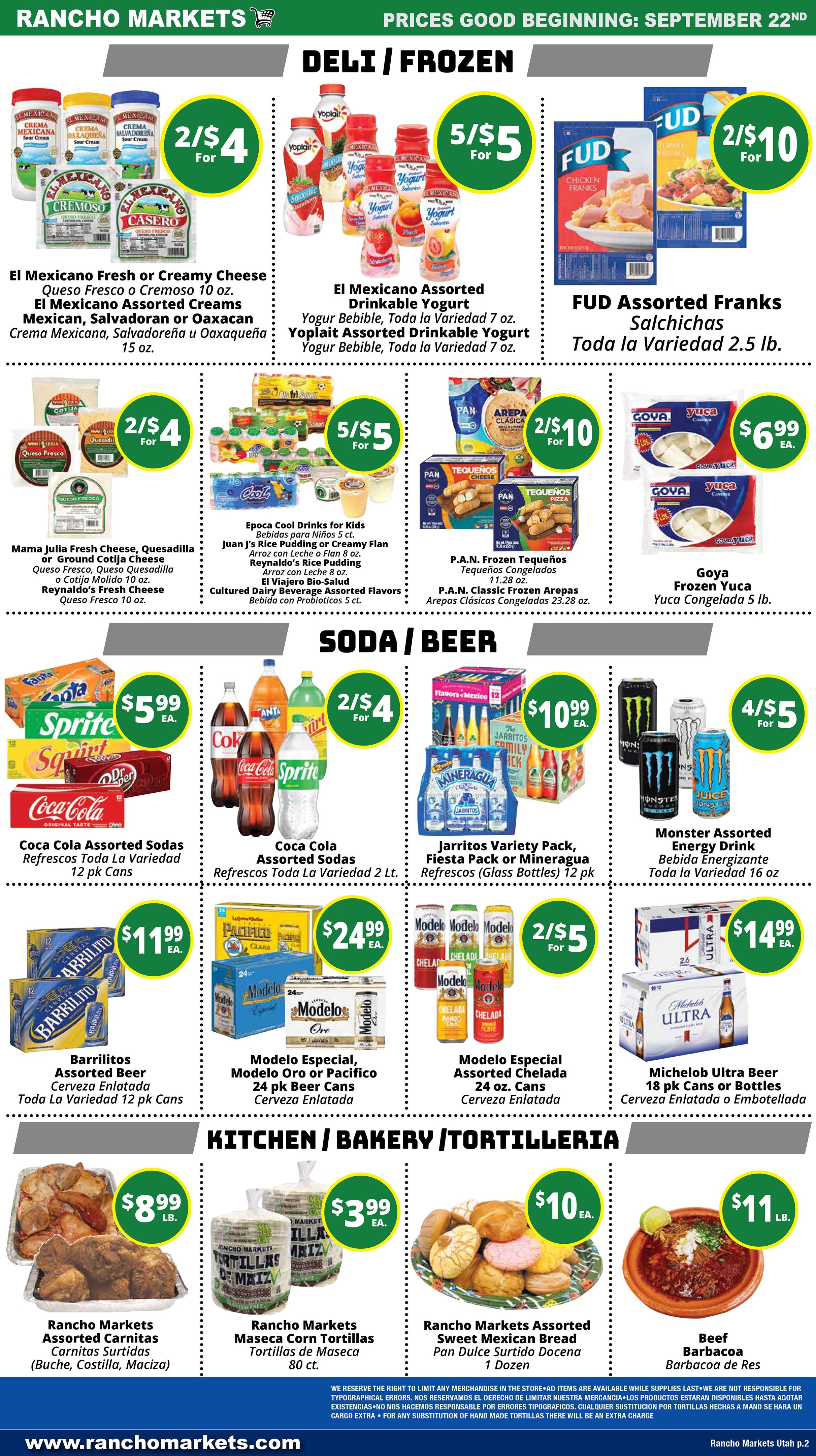 Rancho Markets (Utah) Weekly Ad September 22 - 28, 2026