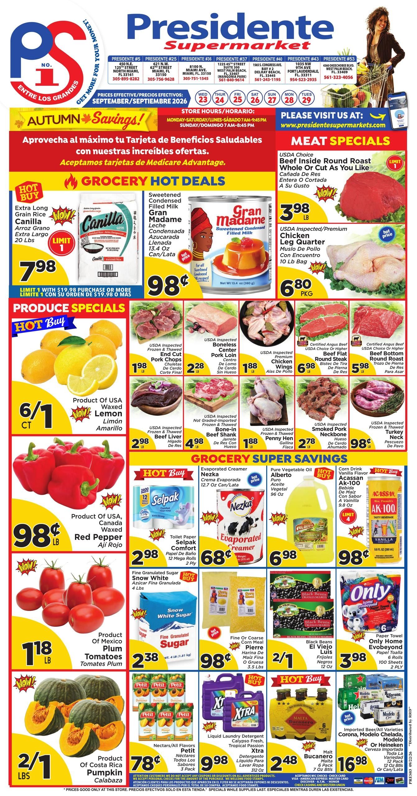 Presidente Supermarkets (Boca Raton Area, FL) Weekly Ad September 23 - 29, 2026