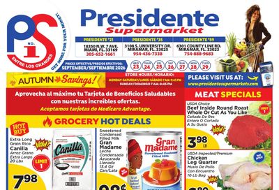 Presidente Supermarkets (Hollywood-Miami Gardens Area, FL) Weekly Ad September 23 - 29, 2026