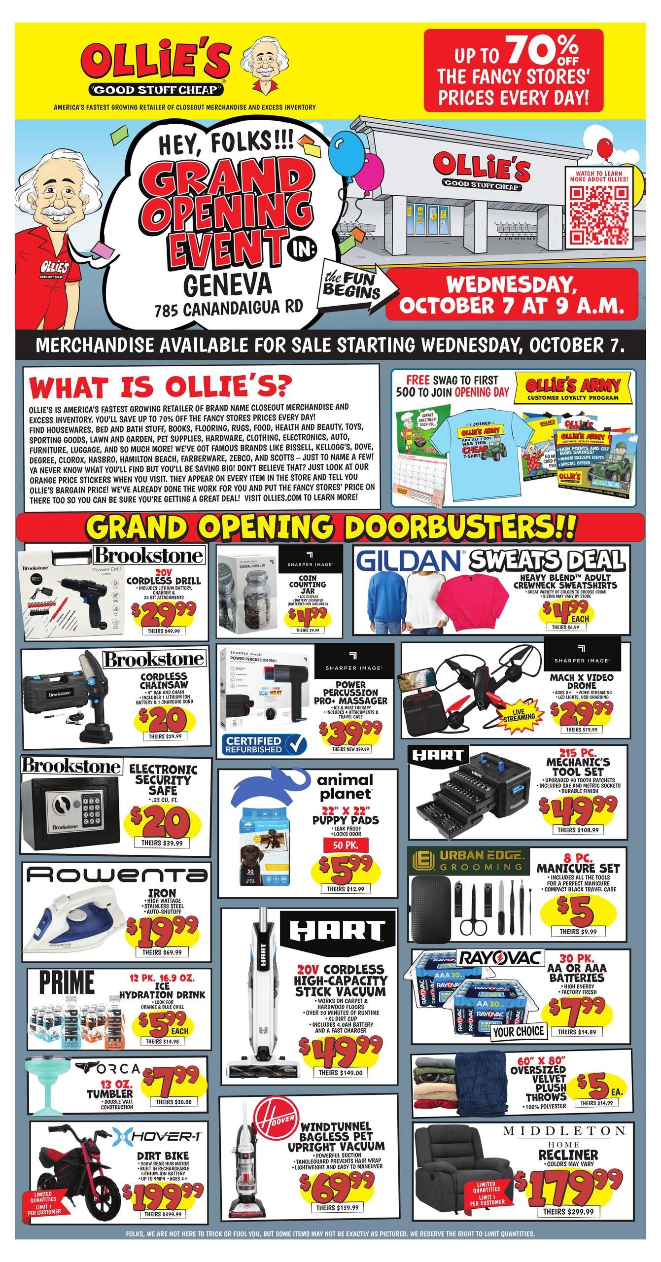 Ollie's Bargain Outlet Geneva, NY Grand Opening Weekly Ad October 7 - 26, 2026