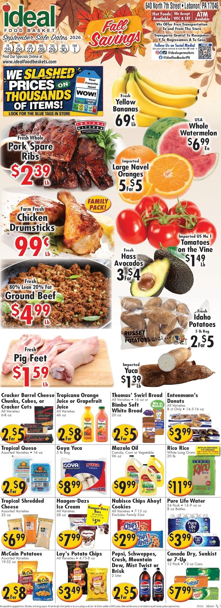 Ideal Food Basket (Lebanon, PA) Weekly Ad September 25 - October 1, 2026