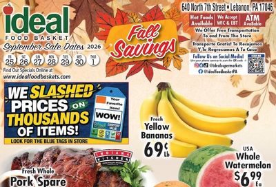 Ideal Food Basket (Lebanon, PA) Weekly Ad September 25 - October 1, 2026