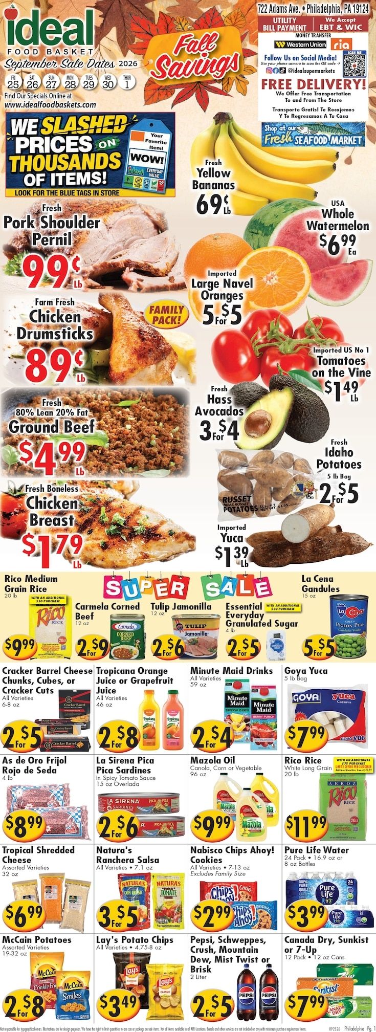 Ideal Food Basket (Philadelphia, PA) Weekly Ad September 25 - October 1, 2026