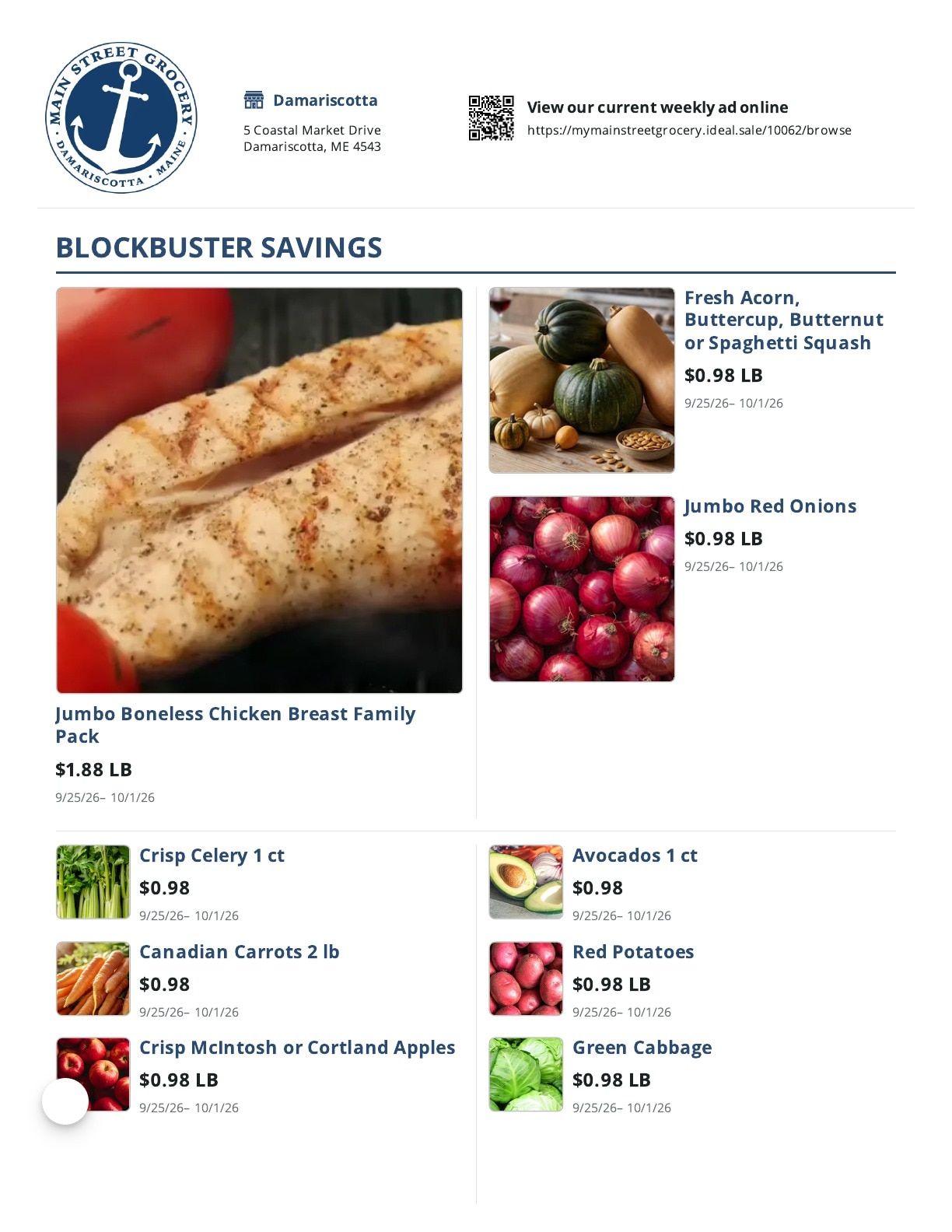 Main Street Grocery Weekly Ad September 25 - October 1, 2026