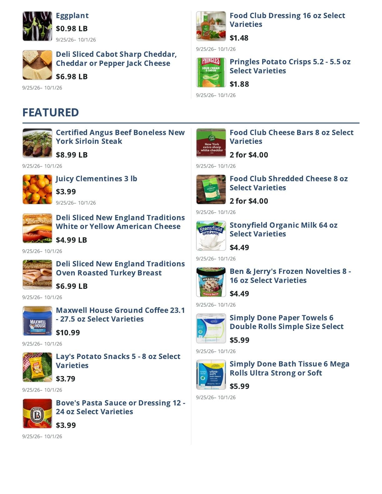 Main Street Grocery Weekly Ad September 25 - October 1, 2026