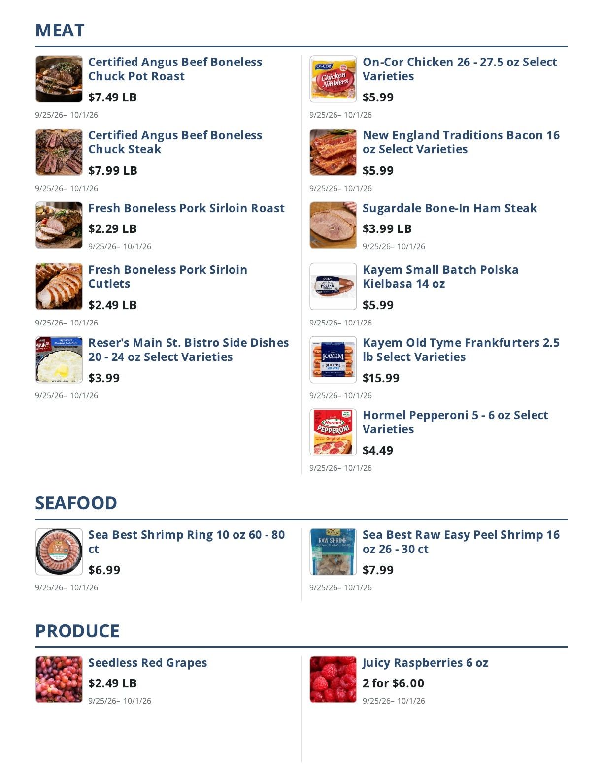 Main Street Grocery Weekly Ad September 25 - October 1, 2026