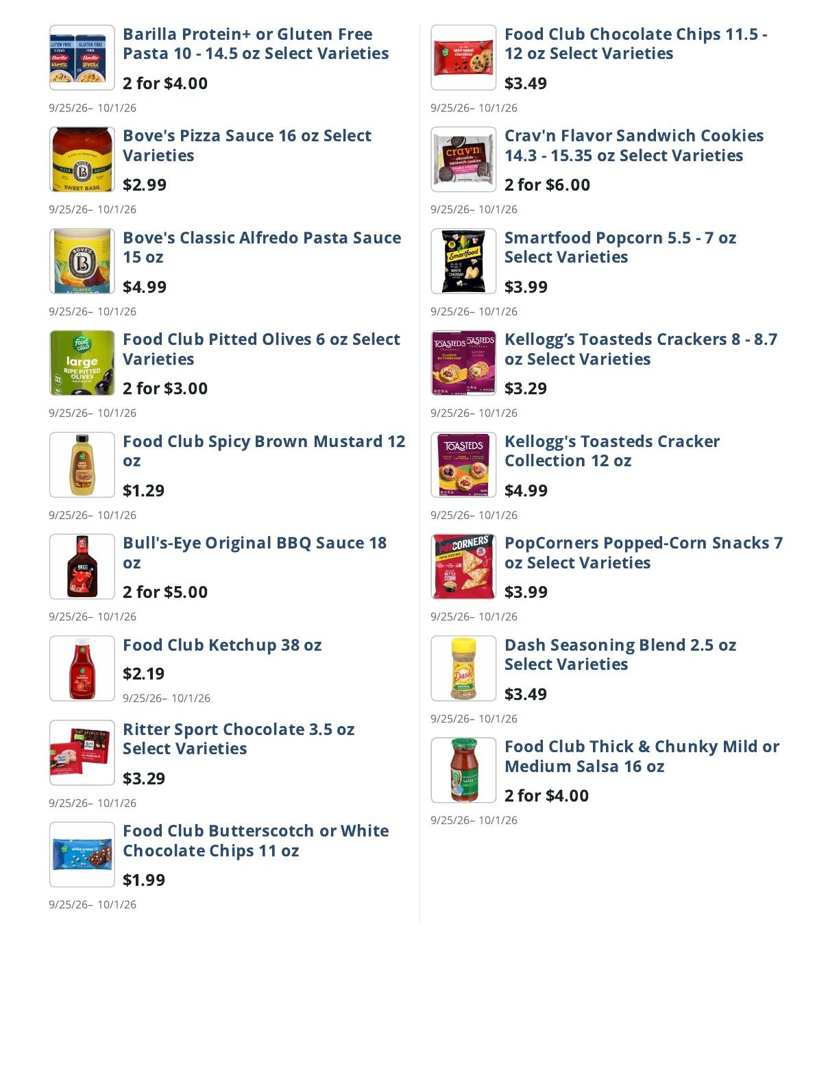 Main Street Grocery Weekly Ad September 25 - October 1, 2026