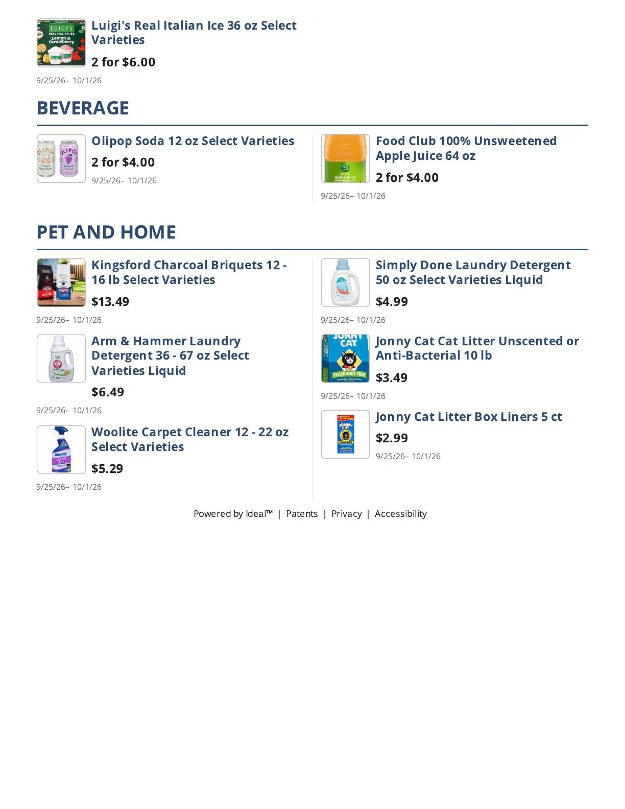 Main Street Grocery Weekly Ad September 25 - October 1, 2026