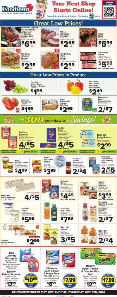 Foodtown Weekly Ad October 2 - 8, 2026
