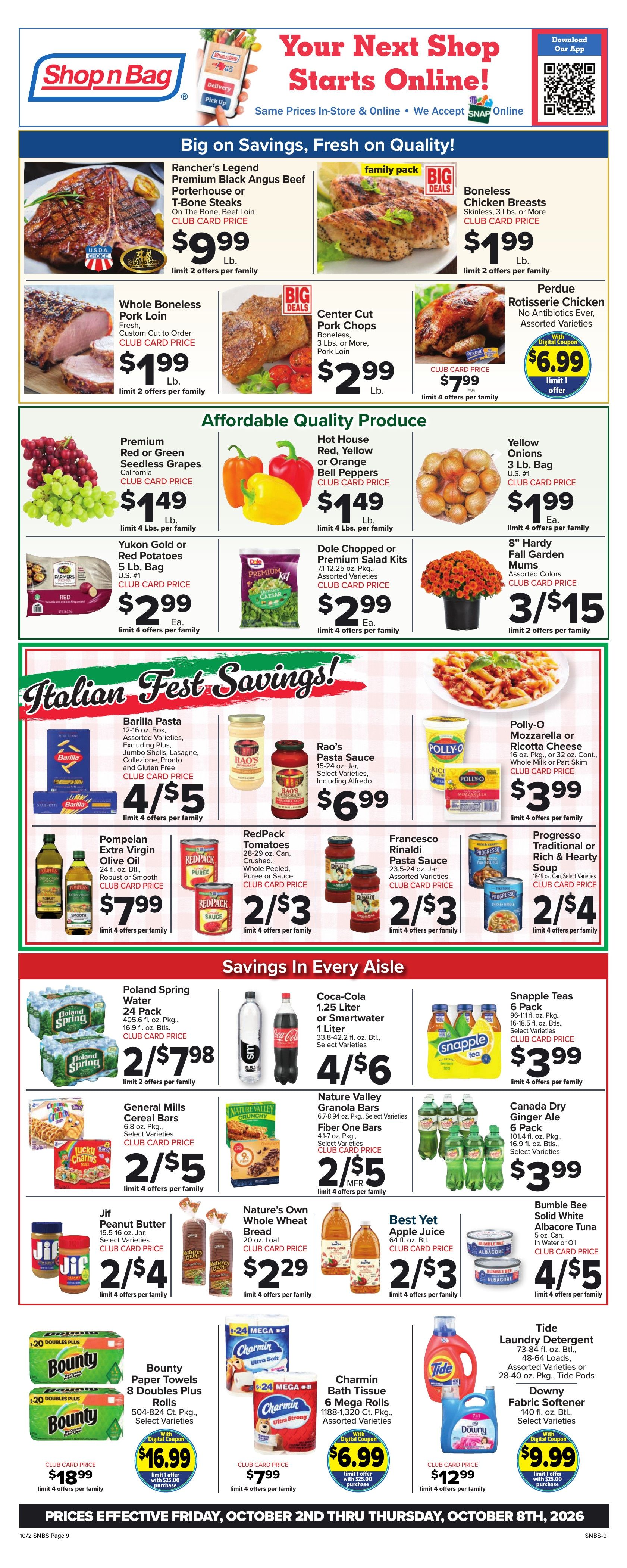Shop n Bag Weekly Ad October 2 - 8, 2026