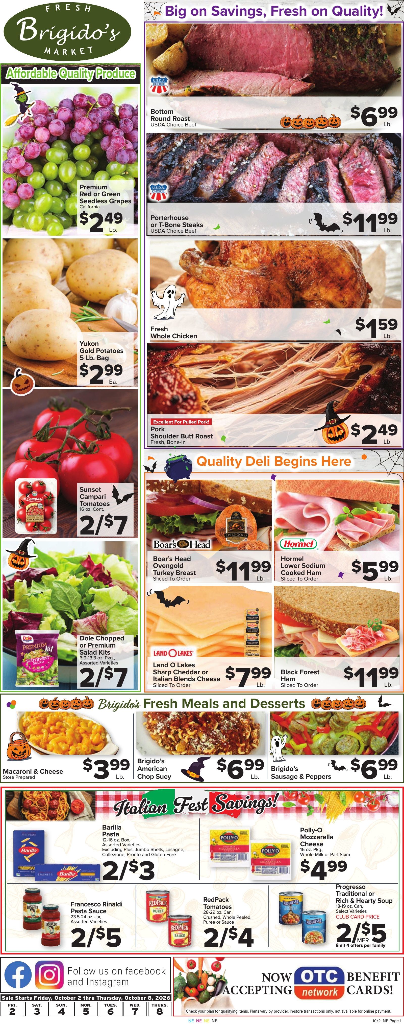 Brigido's Fresh Market Weekly Ad October 2 - 8, 2026