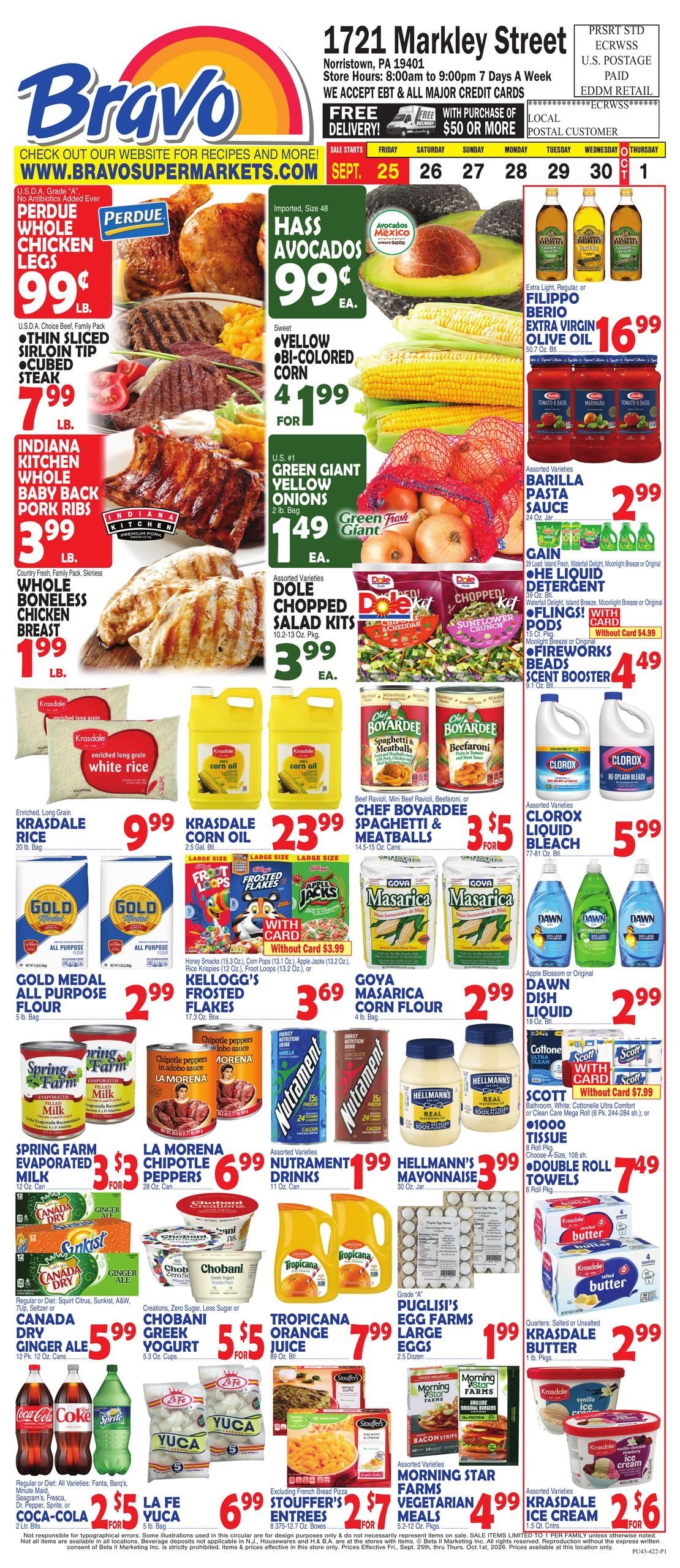 Bravo Supermarket (Bridgeport Area, PA) Weekly Ad September 25 - October 1, 2026