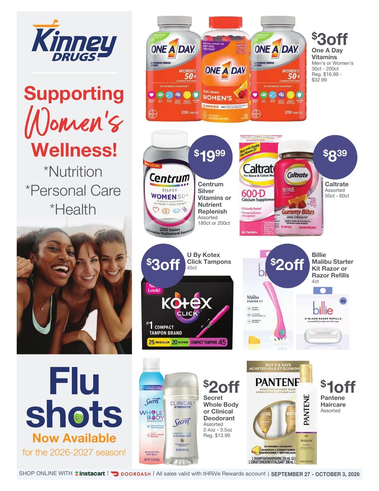 Kinney Drugs Weekly Ad September 27 - October 3, 2026