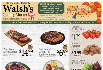 Walsh's Quality Market IGA Weekly Ad September 27 - October 3, 2026
