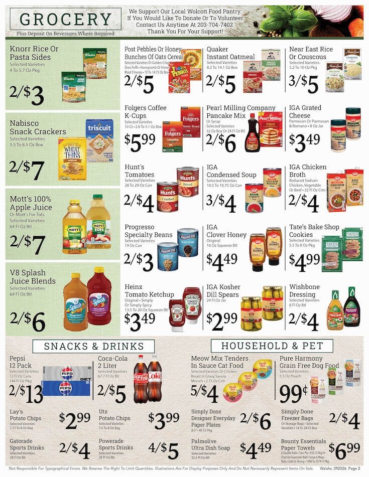 Walsh's Quality Market IGA Weekly Ad September 27 - October 3, 2026