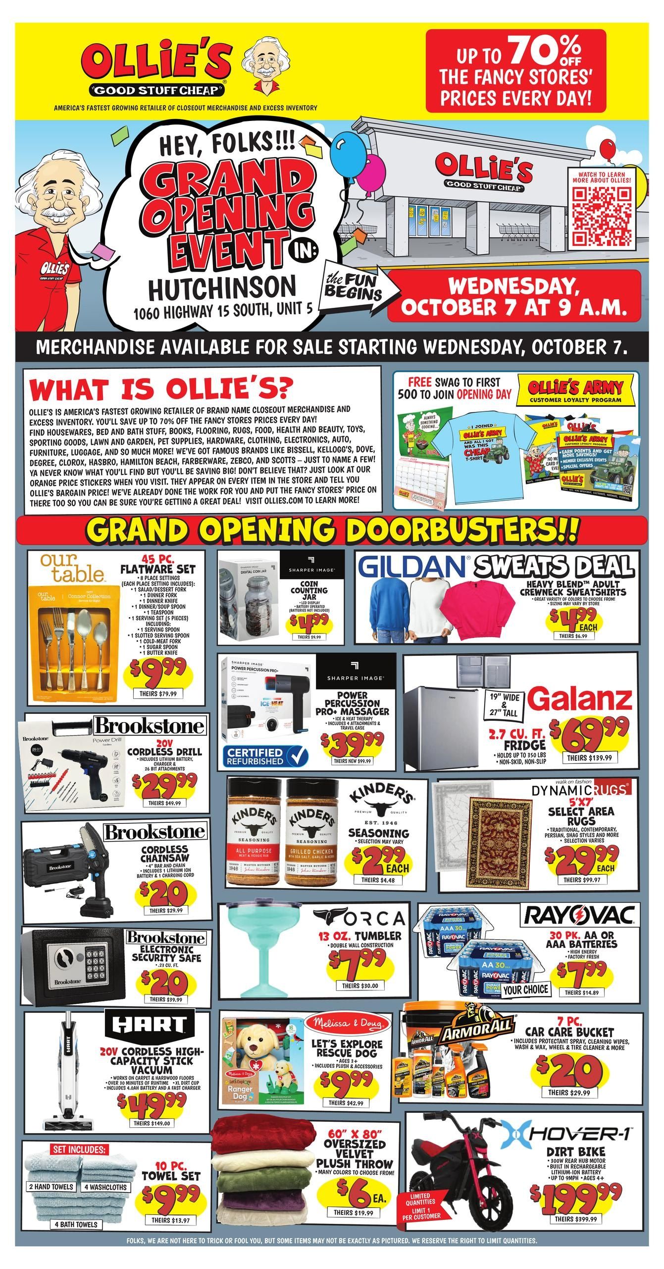 Ollie's Bargain Outlet Hutchinson, MN Grand Opening Weekly Ad October 7 - 26, 2026