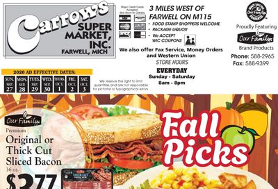 Carrow's Supermarket Weekly Ad September 27 - October 3, 2026