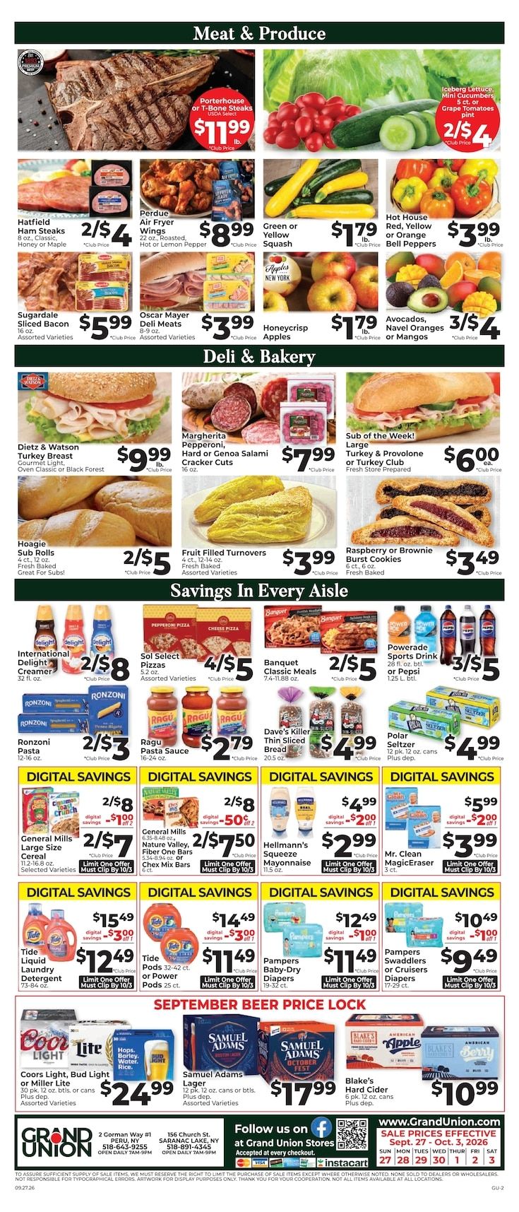 Grand Union (New York) Weekly Ad September 27 - October 3, 2026