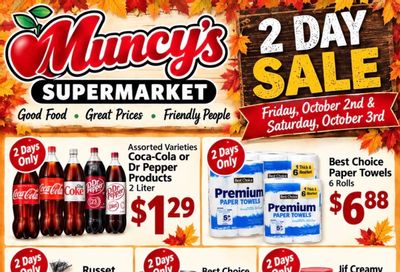 Muncy's Supermarket 2 DAY Fall Stockup SALE Weekly Ad October 2 - 3, 2026