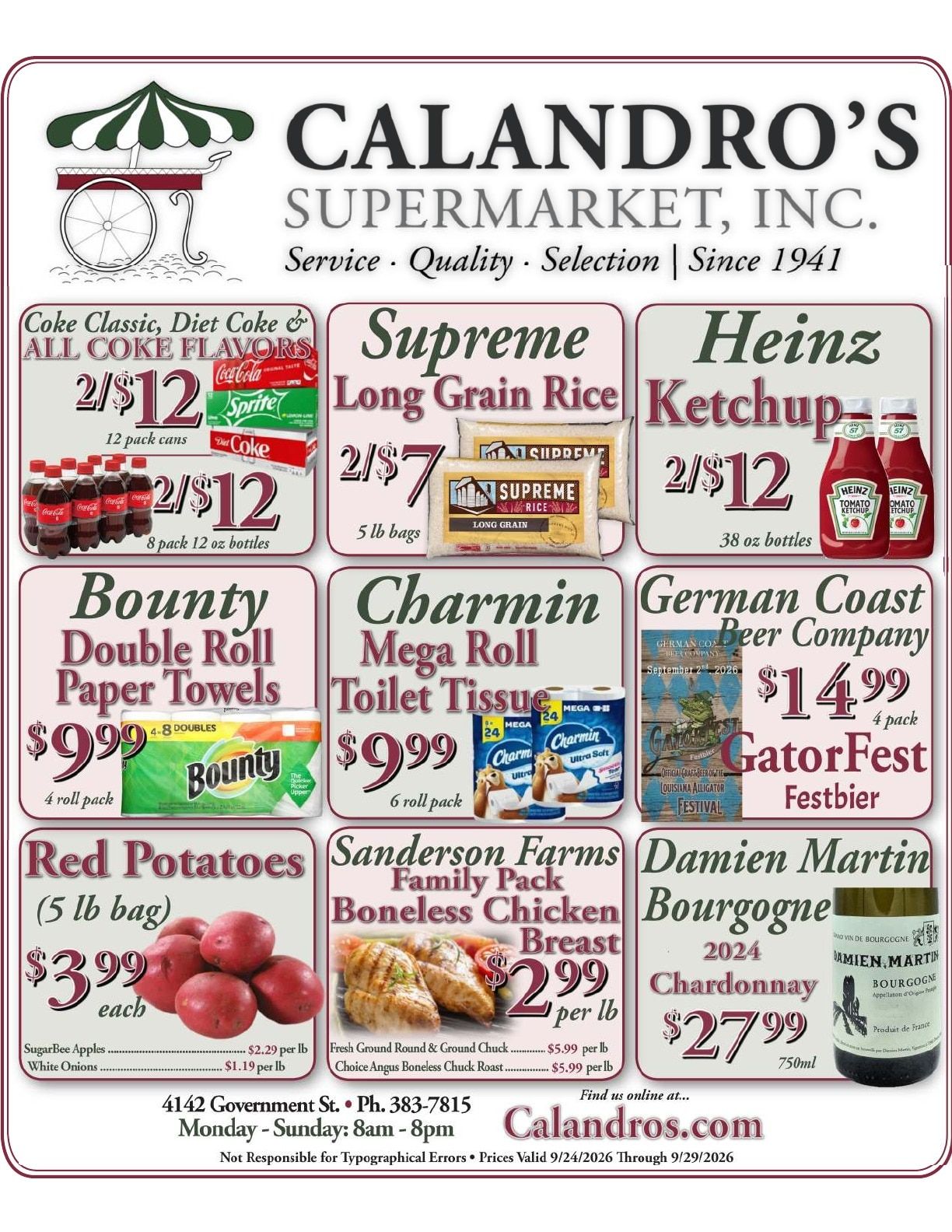 Calandro's Supermarket Weekly Ad September 24 - 29, 2026