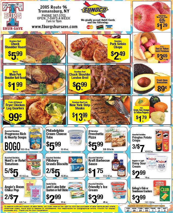 T-Burg Shur Save Weekly Ad September 27 - October 3, 2026