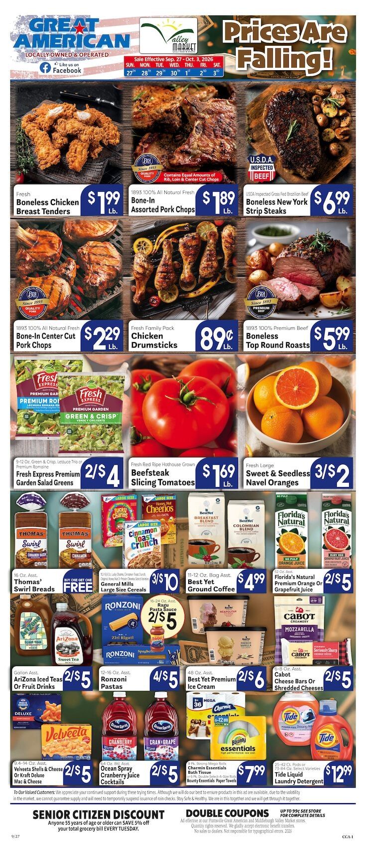 Valley Market and Jim's Great American Weekly Ad September 27 - October 3, 2026