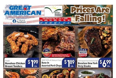 Valley Market and Jim's Great American Weekly Ad September 27 - October 3, 2026