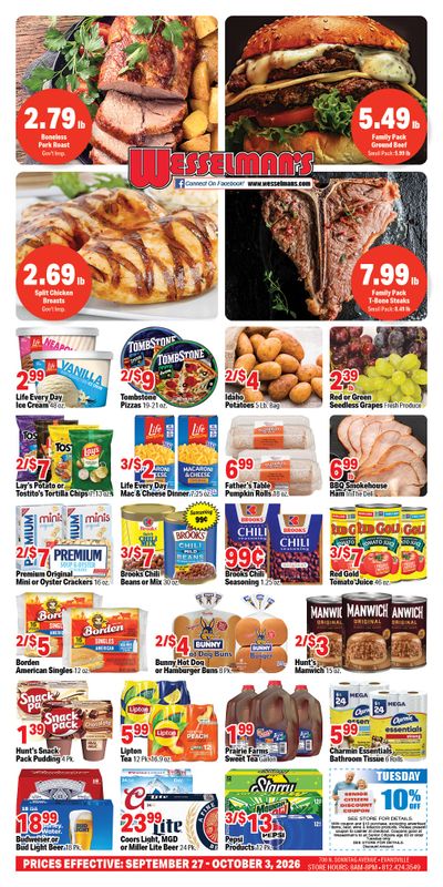 Wesselman's Weekly Ad September 30 - October 6, 2026
